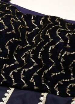 Dupatta From Blue Velvet Embroidered Gown With Dupatta After Six Wear -Deals Chic Lehenga Store Blue Velvet Embroidered Gown With Dupatta IWBS02212536 rrc1 1