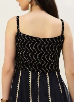 Blue Velvet Embroidered Gown With Dupatta Party Wear -Deals Chic Lehenga Store Blue Velvet Embroidered Gown With Dupatta IWBS02212536 rrc2