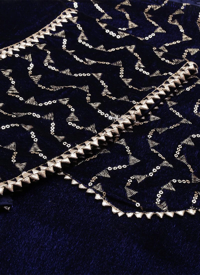 Dupatta From Blue Velvet Embroidered Straight Pant Suit After Six Wear 5 Dupatta From Blue Velvet Embroidered Straight Pant Suit After Six Wear - Image 5