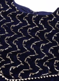 Bottom From Blue Velvet Embroidered Straight Pant Suit After Six Wear -Deals Chic Lehenga Store Blue Velvet Embroidered Straight Pant Suit SLBS02211067 rrc4