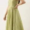 Ethnovog Pista Green Jacket Style Gown Party Wear