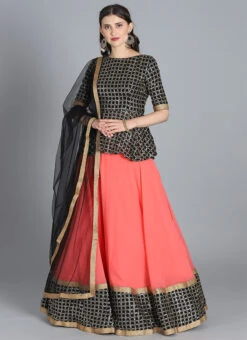 Ethnovog Black Lehenga Set Party Wear -Deals Chic Lehenga Store Bollywood Vogue Customised Black Lehenga Set GHBV01903883 u