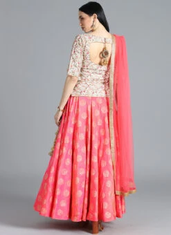 Ethnovog Pink N Cream Lehenga Party Wear -Deals Chic Lehenga Store Bollywood Vogue Customised Pink N Cream Lehenga GHBV01903761 b