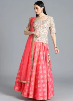 Ethnovog Pink N Cream Lehenga Party Wear -Deals Chic Lehenga Store Bollywood Vogue Customised Pink N Cream Lehenga GHBV01903761 u
