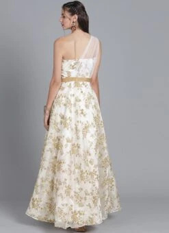 Ethnovog White One Shoulder Gown Party Wear -Deals Chic Lehenga Store Bollywood Vogue Customised White One Shoulder Gown IWBV01903799 b