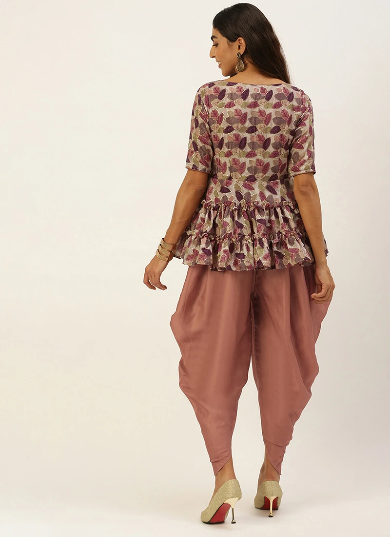 Brown Dhoti Jumpsuit With Embroidered Jacket Festive Wear Party Wear 4 Brown Dhoti Jumpsuit With Embroidered Jacket Festive Wear Party Wear - Image 4