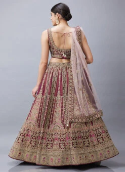 Burgundy Organza Silk Hand Work Umbrella Lehenga Choli With Dupatta Wedding Wear -Deals Chic Lehenga Store Burgundy Organza Silk Hand Work Umbrella Lehenga Choli With Dupatta GHCBF5738 b
