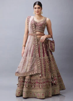 Burgundy Organza Silk Hand Work Umbrella Lehenga Choli With Dupatta Wedding Wear -Deals Chic Lehenga Store Burgundy Organza Silk Hand Work Umbrella Lehenga Choli With Dupatta GHCBF5738 u