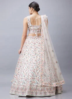 White Net Resham N Hand Work Umbrella Lehenga Choli N Dupatta Wedding Wear -Deals Chic Lehenga Store Charming White Net Resham N Hand Work Umbrella Lehenga Choli N Dupatta GHCBF5424 b