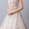 White Net Resham N Hand Work Umbrella Lehenga Choli N Dupatta Wedding Wear