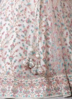 White Net Resham N Hand Work Umbrella Lehenga Choli N Dupatta Wedding Wear -Deals Chic Lehenga Store Charming White Net Resham N Hand Work Umbrella Lehenga Choli N Dupatta GHCBF5424 rrc4