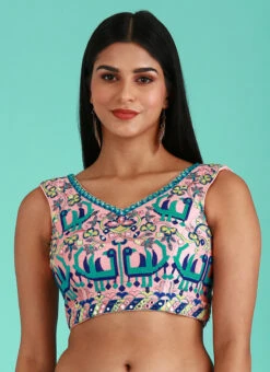 Coral Pink Silk Embroidery Work Blouse Party Wear -Deals Chic Lehenga Store Coral Pink Silk Embroidery Work Blouse BLSPFB165C u