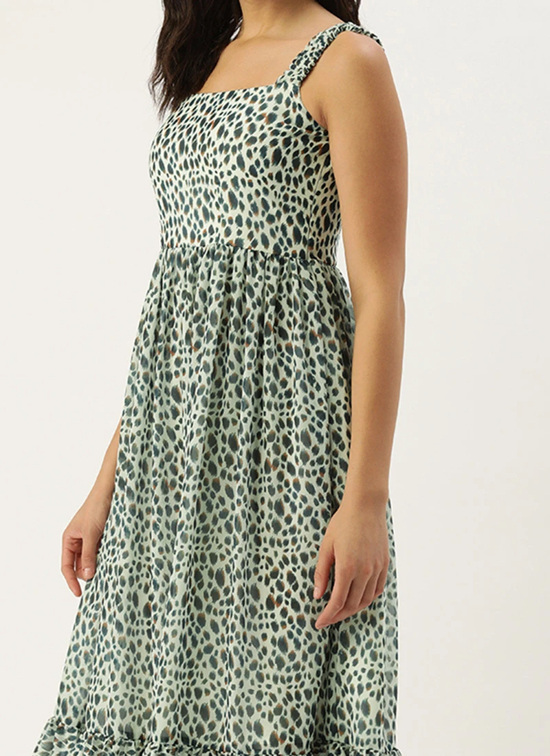 Cream Digital Printed Georgette Flared Dress Party Wear 1 Cream Digital Printed Georgette Flared Dress Party Wear