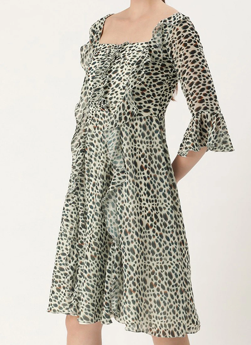 Cream Georgette Digital Printed Dress Party Wear 1 Cream Georgette Digital Printed Dress Party Wear