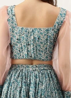 Skirt From Cream N Blue Printed Chinon Skirt Set After Six Wear -Deals Chic Lehenga Store Cream N Blue Printed Chinon Skirt Set IWBS02301022 rrc3