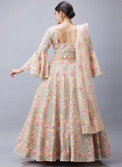 Cream Net Embroidery N Hand Work Umbrella Lehenga N Choli With Dupatta Wedding Wear -Deals Chic Lehenga Store Cream Net Embroidery N Hand Work Umbrella Lehenga N Choli With Dupatta GHCBF4956 b