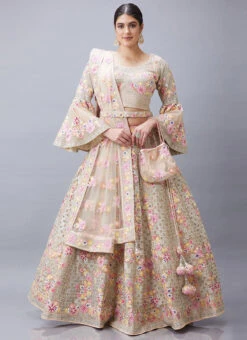 Cream Net Embroidery N Hand Work Umbrella Lehenga N Choli With Dupatta Wedding Wear -Deals Chic Lehenga Store Cream Net Embroidery N Hand Work Umbrella Lehenga N Choli With Dupatta GHCBF4956 u