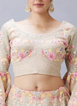 Cream Net Embroidery N Hand Work Umbrella Lehenga N Choli With Dupatta Wedding Wear -Deals Chic Lehenga Store Cream Net Embroidery N Hand Work Umbrella Lehenga N Choli With Dupatta GHCBF4956 rrc1