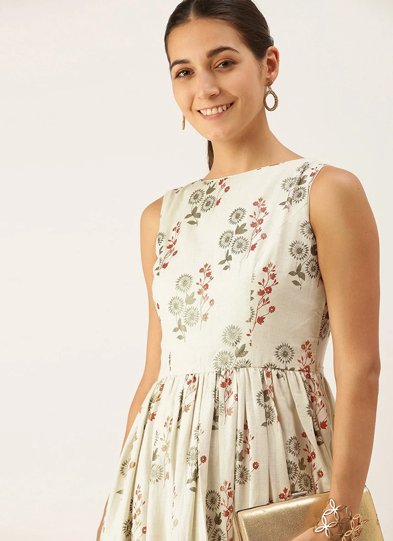 Cream Silk Cotton Ankle Length Dress After Six Wear 5 Cream Silk Cotton Ankle Length Dress After Six Wear - Image 5