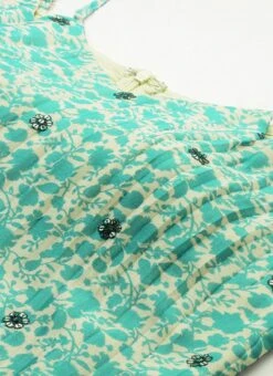 Top From Cream And Blue Chinon Printed Gharara Set After Six Wear -Deals Chic Lehenga Store Cream and Blue Chinon Printed Gharara Set SLBS02302373 rrc1