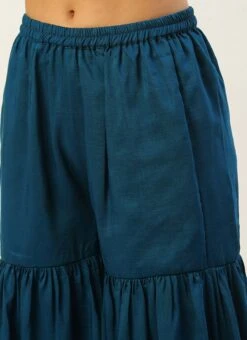 Dupatta From Cream And Blue Chinon Printed Gharara Set After Six Wear -Deals Chic Lehenga Store Cream and Blue Chinon Printed Gharara Set SLBS02302373 rrc2 1