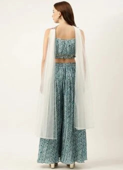 Bottom From Cream And Blue Printed N Embroidered Set After Six Wear 11 Bottom From Cream And Blue Printed N Embroidered Set After Six Wear -Deals Chic Lehenga Store Cream and Blue Printed N Embroidered Set IWBS02301010 b