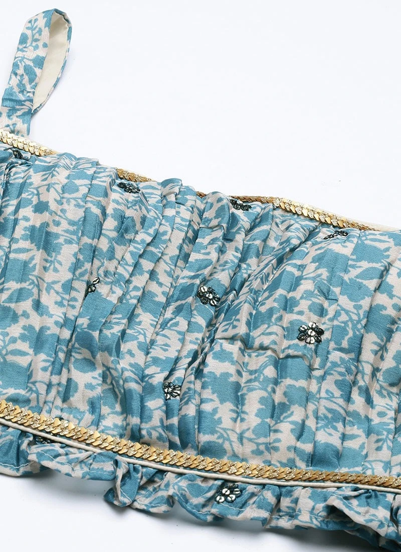 Bottom From Cream And Blue Printed N Embroidered Set After Six Wear 5 Bottom From Cream And Blue Printed N Embroidered Set After Six Wear - Image 5