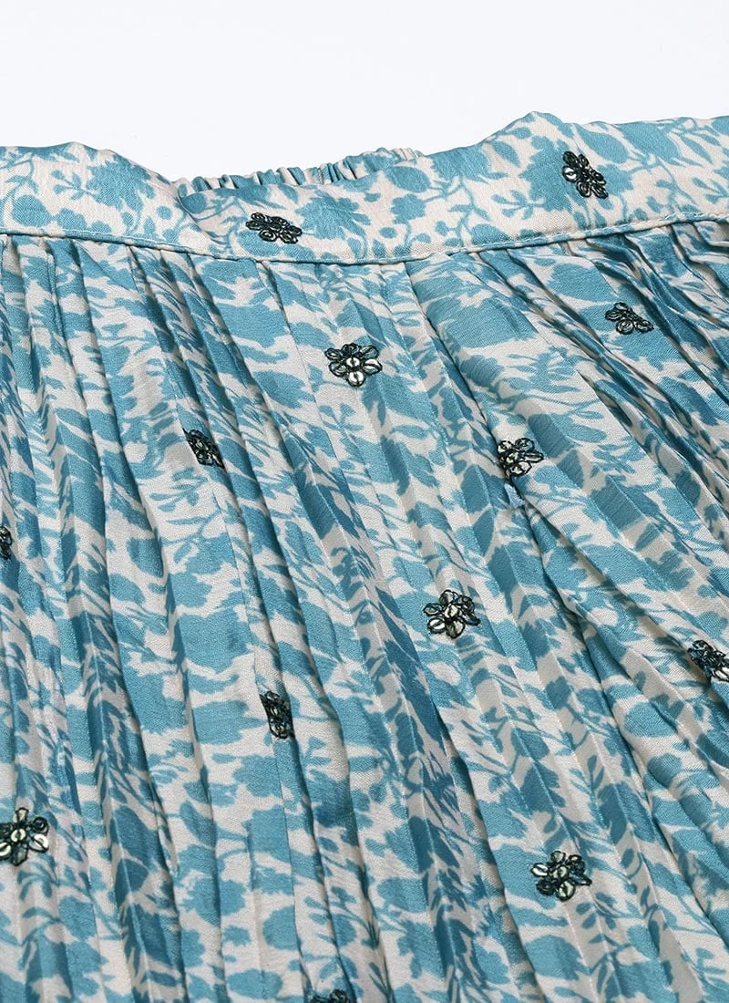 Dupatta From Cream And Blue Printed N Embroidered Set After Six Wear 6 Dupatta From Cream And Blue Printed N Embroidered Set After Six Wear - Image 6