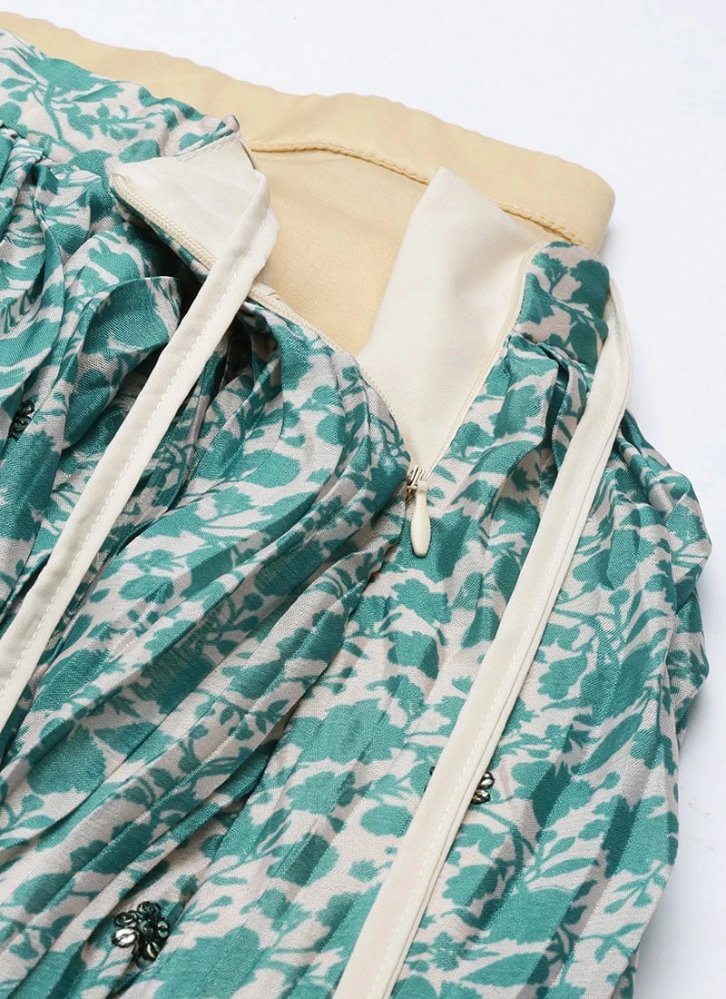 Skirt From Cream And Blue Printed N Embroidered Skirt Set After Six Wear 6 Skirt From Cream And Blue Printed N Embroidered Skirt Set After Six Wear - Image 6