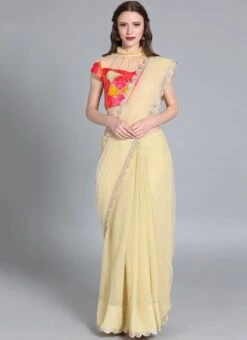 Beige Half N Half Border Saree Festive Wear -Deals Chic Lehenga Store Custom Made Beige Half N Half Border Saree SABS01908555 u