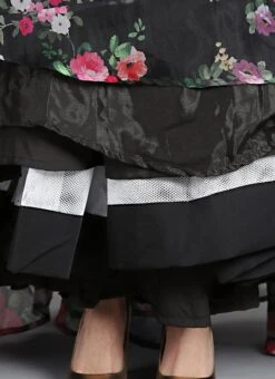 Black Digital Printed Gown With Jacket Party Wear -Deals Chic Lehenga Store Custom Made Black Digital Printed Gown with Jacket IWBS1809086 rrc3