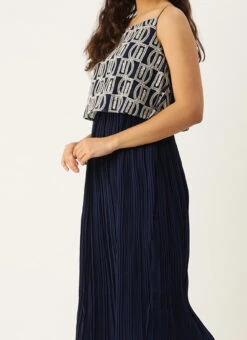 Dark Blue Embroidered Georgette Dress Festive Wear After Six Wear