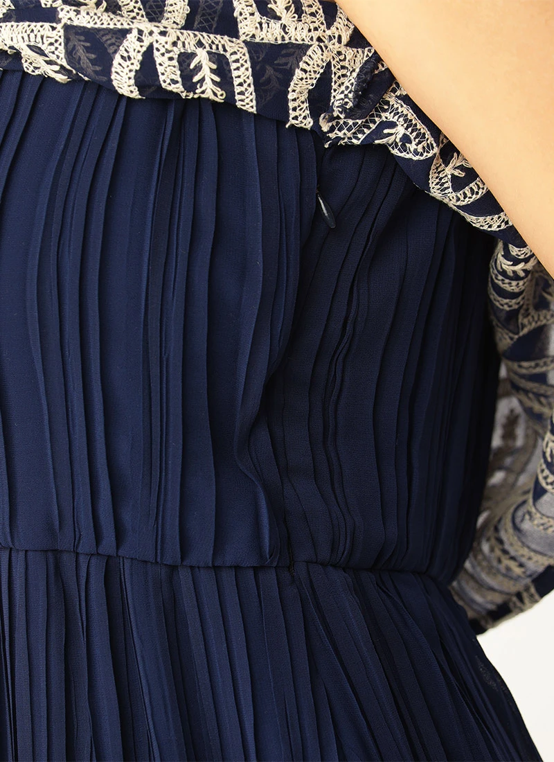 Dark Blue Embroidered Georgette Dress Festive Wear After Six Wear 7 Dark Blue Embroidered Georgette Dress Festive Wear After Six Wear - Image 7