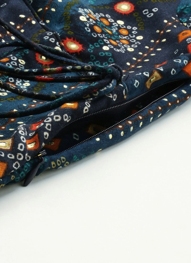 Dark Blue Printed Angarkha Gown Festive Wear 6 Dark Blue Printed Angarkha Gown Festive Wear - Image 6