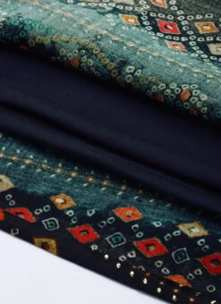 Dark Blue Printed Handkerchief Style Dress Festive Wear -Deals Chic Lehenga Store Dark Blue Printed Handkerchief Style Dress DRBS02110944 rrc1