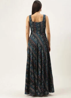 Dark Blue Printed Strap Neck Dress After Six Wear 7 Dark Blue Printed Strap Neck Dress After Six Wear -Deals Chic Lehenga Store Dark Blue Printed Strap Neck Dress DRBS02109708 b
