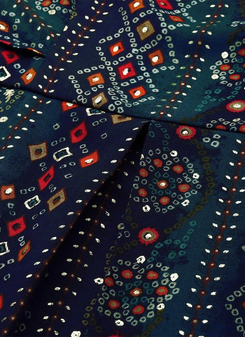 Dark Blue Printed Viscose Dress After Six Wear 5 Dark Blue Printed Viscose Dress After Six Wear - Image 5