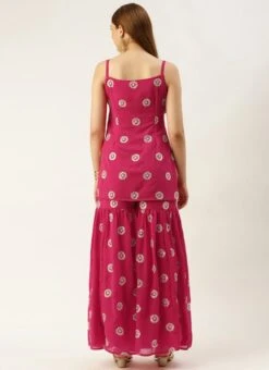 Bottom From Dark Pink Georgette Embroidered Gharara Set After Six Wear -Deals Chic Lehenga Store Dark Pink Georgette Embroidered Gharara Set IWBS02301145 b 1