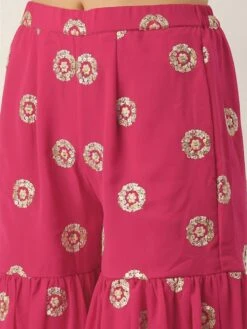 Bottom From Dark Pink Georgette Embroidered Gharara Set After Six Wear -Deals Chic Lehenga Store Dark Pink Georgette Embroidered Gharara Set IWBS02301145 rrc2 1