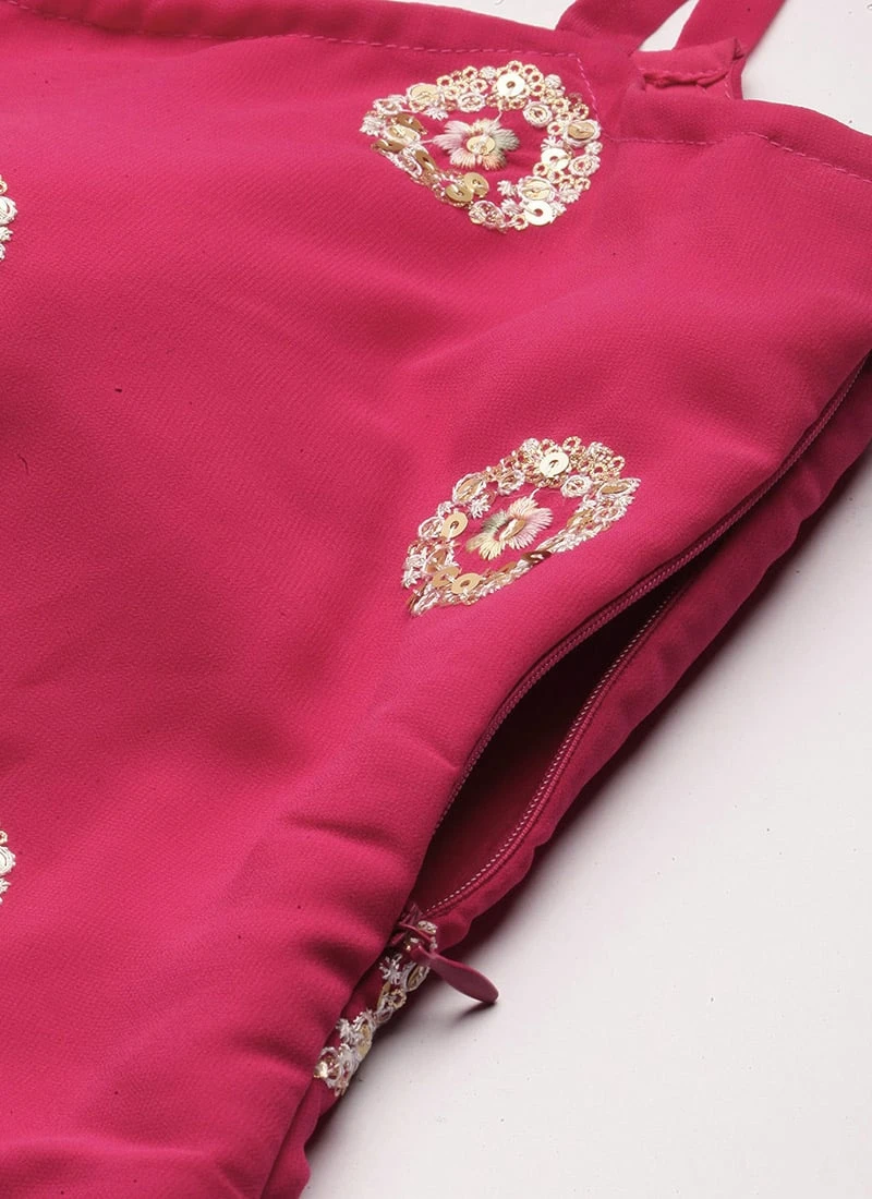 Top From Dark Pink Georgette Embroidered Gharara Set After Six Wear 7 Top From Dark Pink Georgette Embroidered Gharara Set After Six Wear - Image 7