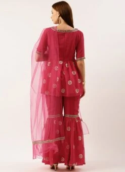 Bottom From Dark Pink Georgette Embroidered Gharara Suit Set After Six Wear -Deals Chic Lehenga Store Dark Pink Georgette Embroidered Gharara Suit Set SLBS02212480 b
