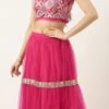 Dark Pink Georgette Embroidered Lehenga Festive Wear