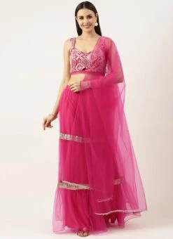 Dark Pink Georgette Embroidered Lehenga Festive Wear -Deals Chic Lehenga Store Dark Pink Georgette Embroidered Lehenga GHBS02212564 u