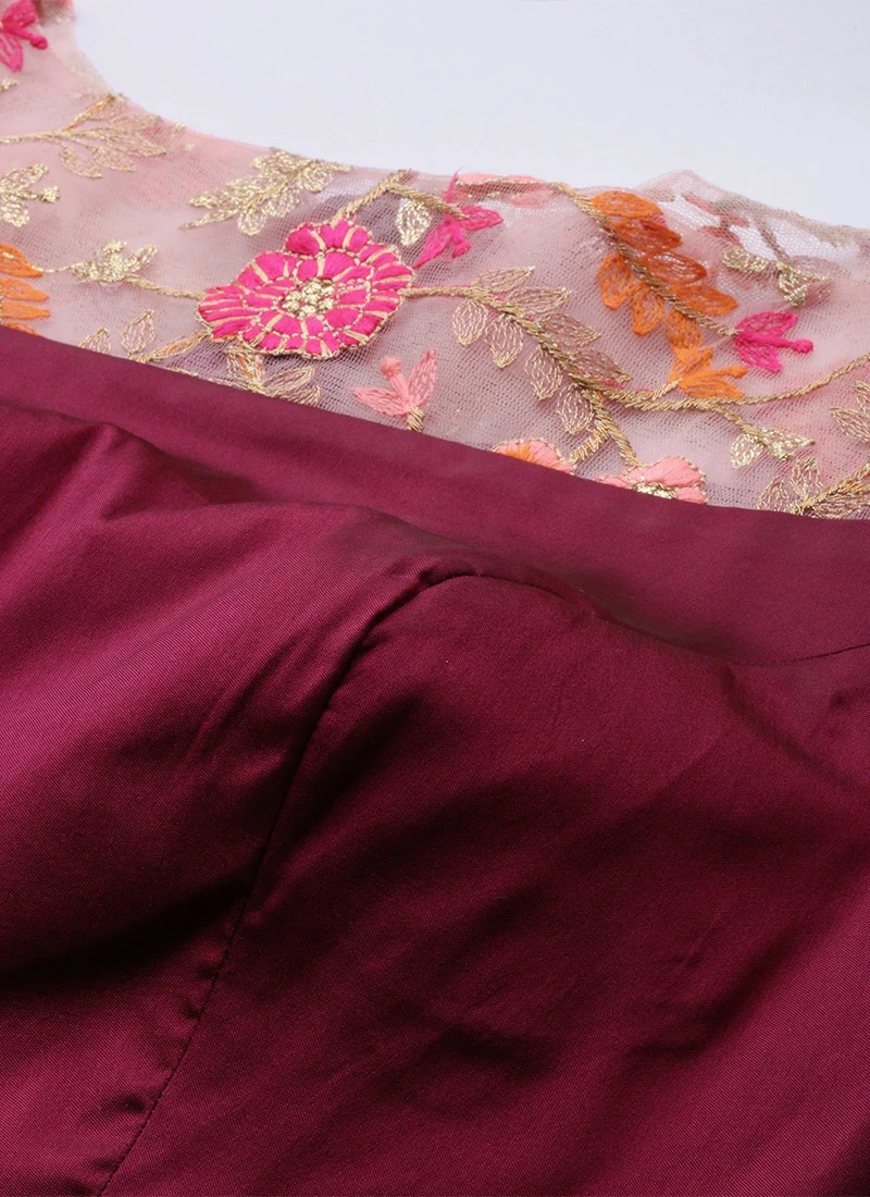 Dark Purple Boat Neck Embroidered Dress Wedding Wear 5 Dark Purple Boat Neck Embroidered Dress Wedding Wear - Image 5