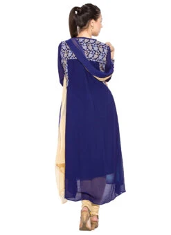 Deep Sky Blue N Dark Blue Asymmetrical Anarkali After Six Wear -Deals Chic Lehenga Store Deep Sky Blue N Dark Blue Asymmetrical Anarkali SLMNC1614 b