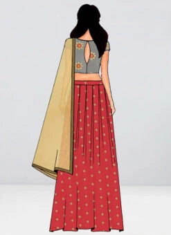 Embroidered Grey N Peach Box Pleat Lehenga Set Festive Wear 7 Embroidered Grey N Peach Box Pleat Lehenga Set Festive Wear -Deals Chic Lehenga Store Embroidered Grey N Peach Box Pleat Lehenga Set GHBS01910382 b