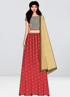 Embroidered Grey N Peach Box Pleat Lehenga Set Festive Wear 6 Embroidered Grey N Peach Box Pleat Lehenga Set Festive Wear -Deals Chic Lehenga Store Embroidered Grey N Peach Box Pleat Lehenga Set GHBS01910382 u