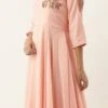 Embroidered Peach Georgette Gown Party Wear