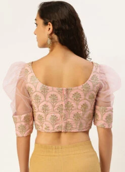 Embroidered Pink Organza Round Neck Style Blouse Party Wear 11 Embroidered Pink Organza Round Neck Style Blouse Party Wear -Deals Chic Lehenga Store Embroidered Pink Organza Round Neck Style Blouse BLBS02305209 b
