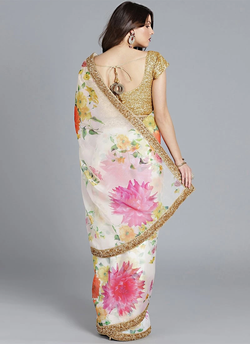 Ethnovog White N Gold Saree After Six Wear 4 Ethnovog White N Gold Saree After Six Wear - Image 4